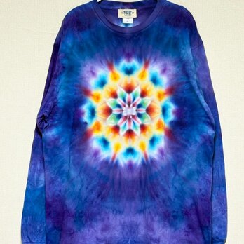 タイダイ 長袖 Tシャツ XLサイズ 曼荼羅 パープル×ブルー ムラ染め HIPPIES DYE新作  HD25-30