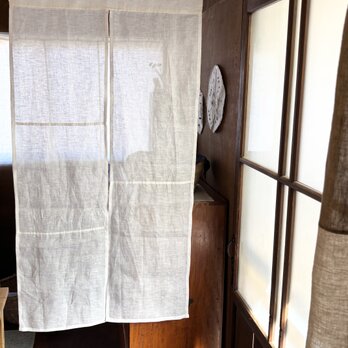 やさしい扉。白リネンのれん（幅70×丈125)