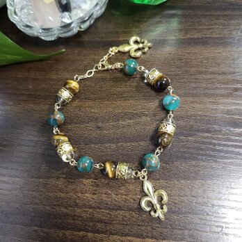 百合の紋章✯バリ島リゾートデザイン ブレスレット グリーン No.1932