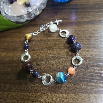 太陽系9惑星 宇宙の軌跡✯チェーンブレスレット シルバーカラー No.1935