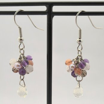 No.199 【イヤリング変更可】5種の天然石ピアス