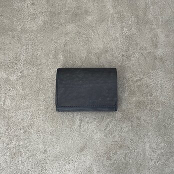 二つ折り財布　 ブルーグレー（ホック）イタリアンレザー　＜A＞