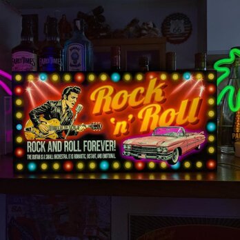 【Lサイズ】ロックンロール ロカビリー アメ車 ギター ライブ アメリカンレトロ ランプ 照明 看板 置物 雑貨 ライトBOX