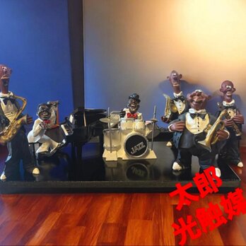 黒人ジャズバンド　フィギア　台座付き7点セット@@@