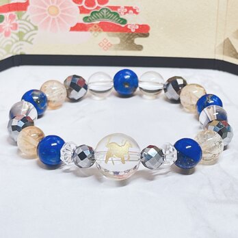 選べる干支！日々の流れを整える象徴◎金彫水晶 天然石ブレスレット｜ラピスラズリ・シトリン・テラヘルツ No.840