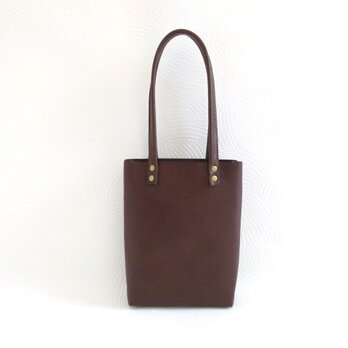 SALE開始～  《牛革》長めのハンドル♪ぷっくり三角マチ♪BOXミニトート・シュリンク・ダークブラウン・0534