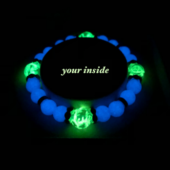 四神獣 夜光彫り 水晶 ルミナスストーン 天然石ブレスレット