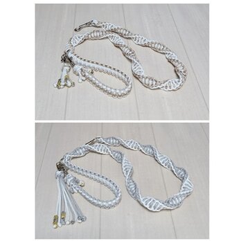 パラコードリード 大型犬用 W ねじり平編みカフェリード 100cm ２カラー８本編み タッセル付き