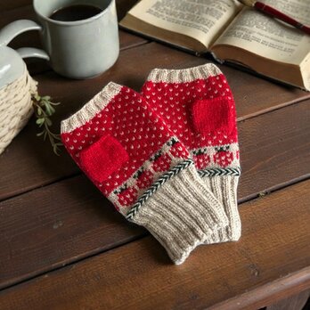 いちごのアームウォーマー/シェットランドウール