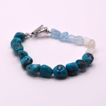 旅のお守りブレスレット＊ターコイズ×ムーンストーン×アクアマリン◇送料無料♪
