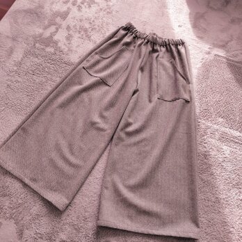 新春セール！ブラウンベージュヘリンボーンウールワイドパンツ