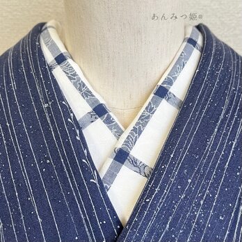 綿の半衿 ジャガード織格子