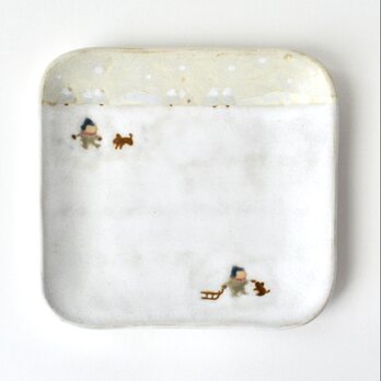 角皿［ 雪がつもったよ ］