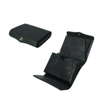 [送料無料] 圧倒的な携行性！カードサイズの極小三つ折り財布『timik ティミック』ブラック