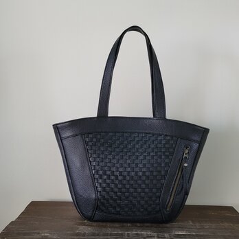 メッシュレザーとシュリンクレザーのコンビネーショントートバック