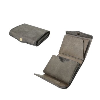 [送料無料] 圧倒的な携行性！カードサイズの極小三つ折り財布『timik ティミック』グレー