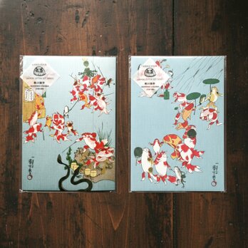 浮世絵　レターセット　歌川国芳　金魚づくし２種セット 淡水色（うすみずいろ）