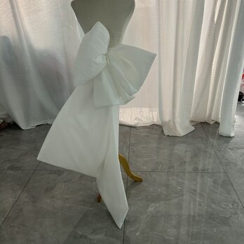 ふっくら柔らかなバックリボン ソフトオーガンジー 取り外し可能な オフホワイト オーダーメイド可能 結婚式