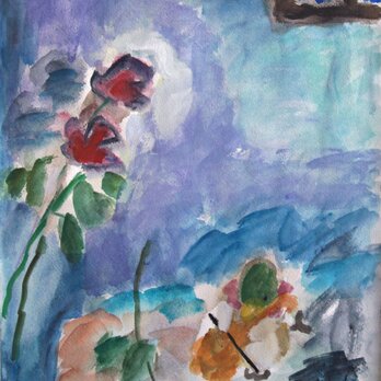 バイオリニストと赤いバラ