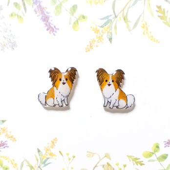 ～小さなピアスシリーズ～パピヨンのピアス/ノンホールピアス(樹脂イヤリング)