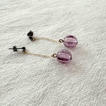 フランスヴィンテージビーズパープルピアス
