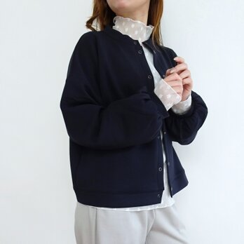 【一枚着から羽織まで】とろモチ素材のパフスリーブカーディガン〈杢グレー〉のコピー