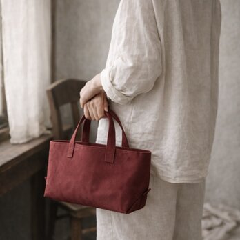 本革 スウェード ミニフィールドバッグ／ディープボルドー｜既製品とは少し違う、静かな赤のミニトート