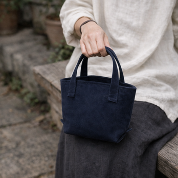 本革 スウェード ミニトート ミニフィールドバッグ ダークネイビー 牛革 軽量 ユニセックス