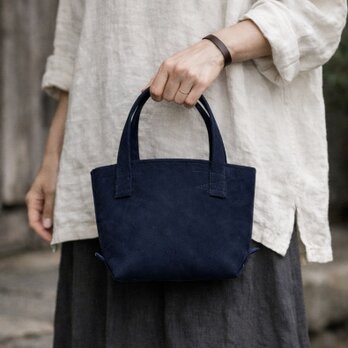 本革 トートバッグ スモールフィールドバッグ ネイビー 小さめ ミニ 牛革 軽量 シンプル ユニセックス