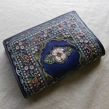 文庫サイズブックカバー 刻印、拭き染め 牛革