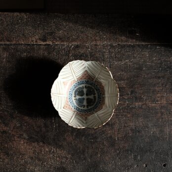 素敵な形状◆側面はブルー　古伊万里　瑠璃釉染錦金彩鉢　骨董・antique アンティーク　和食器　古民家　江戸後期【ニュー有り】