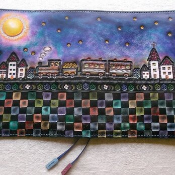 ほぼ日手帳対応　牛革文庫サイズ手帳カバー　刻印＆拭き染め