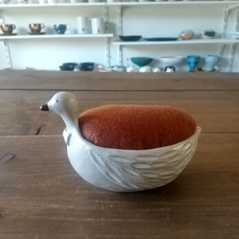 ピンクッション針山（鴨①）待針10本付き