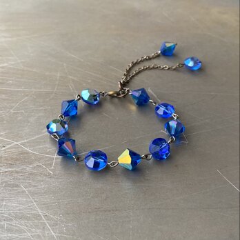 Vintage 70s-80s USA retro blue bijou beads bracelet