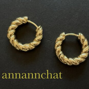 【 k18 gold plated twist フープピアス】18金