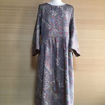 正絹縮緬ウエスト切り替えワンピース