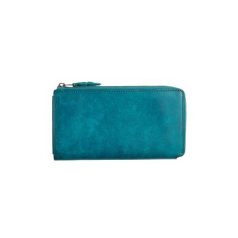 [送料無料] 速い小さい薄い長財布「1秒財布®︎」レジでモタつかず後ろを気にしない！カードが立つ、お札が噛まない新構造ターコイズ