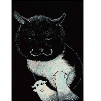 絵本と原画セット 絵本「猫木霊と黒猫木霊」 徳島洋子作品 原画タイトル「ソウグウ」