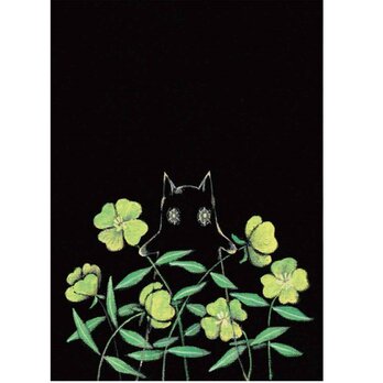 絵本と原画セット 絵本「猫木霊と黒猫木霊」 徳島洋子作品 原画タイトル「黒猫木霊」