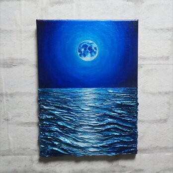油絵 油彩 油彩画 絵 絵画 【青い月】F4号