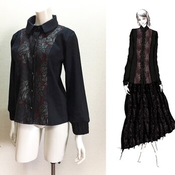 【1点もの・デザイン画付き】高級シルクウール切り替えブラウス（KOJI TOYODA）