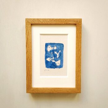 「芽吹き」原画 イラスト ※木製額縁入り（2Lサイズ）水彩 ドローイング インテリアアート