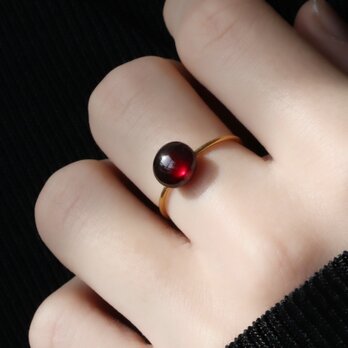 ガーネット 8mm 一粒フリーリング｜柘榴の指輪｜天然石｜ゴールド/シルバー｜1月誕生石 —Pomegranate—