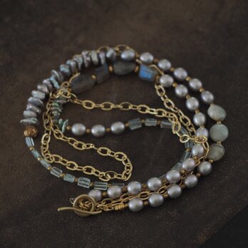 邂逅　パール×ラブラドライト×アクアマリン