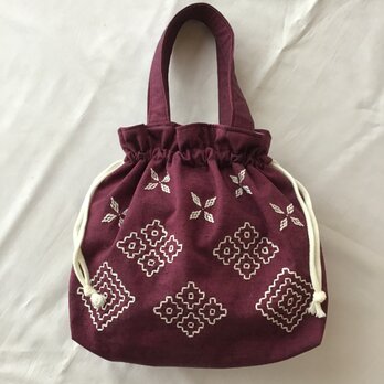 「刺し子」巾着袋