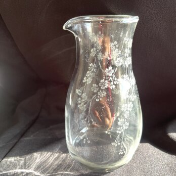 しだれ桜のカラフェ〜手彫りガラス