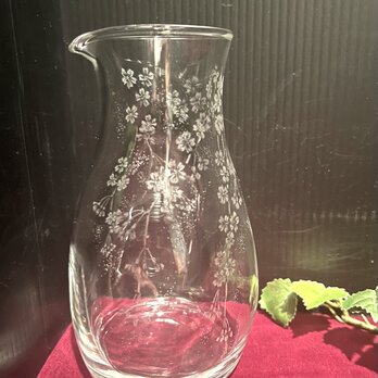 しだれ桜のカラフェ〜手彫りガラス
