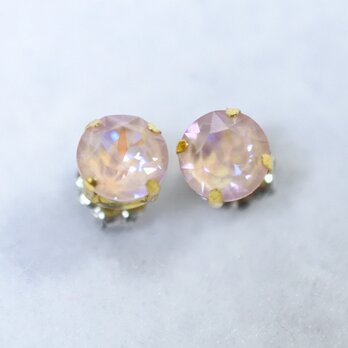 スワロフスキー・チャトンのピアス（6mm・ クリスタル ダスティピンク ディライト・チタンポスト）