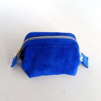 ☆一点もの☆　ピッグスエードのワイヤーポーチ ロイヤルブルー