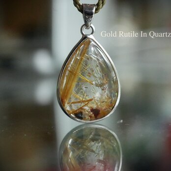 金針★高品質★ゴールドルチルクォーツ マクラメネックレス2046